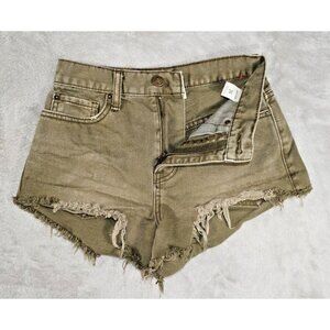 BDG Urban Outfitters High-Rise Cheeky Cutoff Denim Shorts Olive Green Size 24